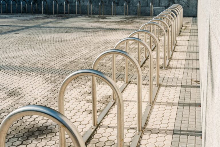 Edelstahlbau-bars-to-park-bicycles-empty-installed-at-the-en-2024-10-21-14-59-57-utc